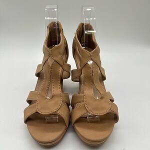 Top Moda Sandal Womens 8 Tan‎ Lindy Wedeged Strappy Gladiator Sandals